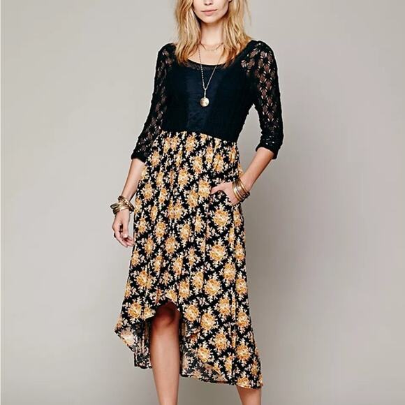 Free People Dresses & Skirts - Free People Lonesome Dove Dress High Low Lace and Floral Size 2 Flawed